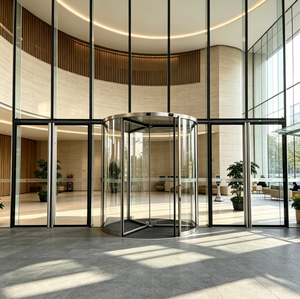 Frameless Curved Glass Automatic Three Wing Revolving Door with Aluminium Alloy Frame