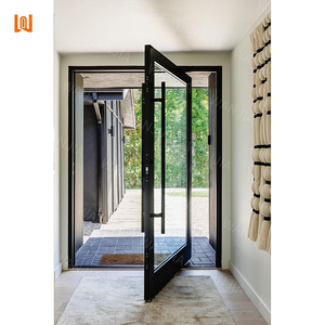 Modern Design Hurricane Proof Custom Villa Luxury Black Entry Stainless Steel Aluminum Front Entrance Pivot Door