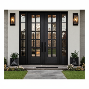 XIYATECH Custom Front Exterior Entrance Entry Main Wrought Iron Double Door