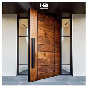 American Villa Custom-Designed Modern Large Size Exterior Black Walnut Pivot Door