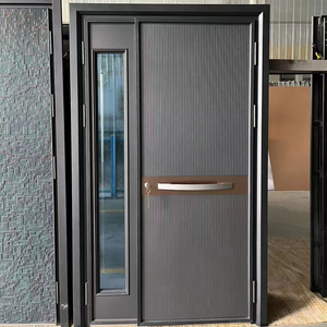 Aluminum Alloy Security Main Exterior Entrance Door With Fireproof Soundproof Swing Door Cast Aluminum Door