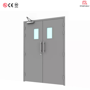 Custom Residential Exterior Front Entry Security Fire-Rated Double Metal Steel Doors