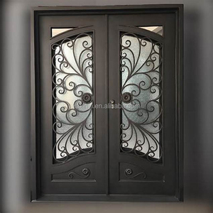 Security Minimalist Wrought Iron Front Door with Finished Surface for Villa Unique Design