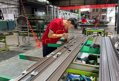 Door leaf and frame assembly stage