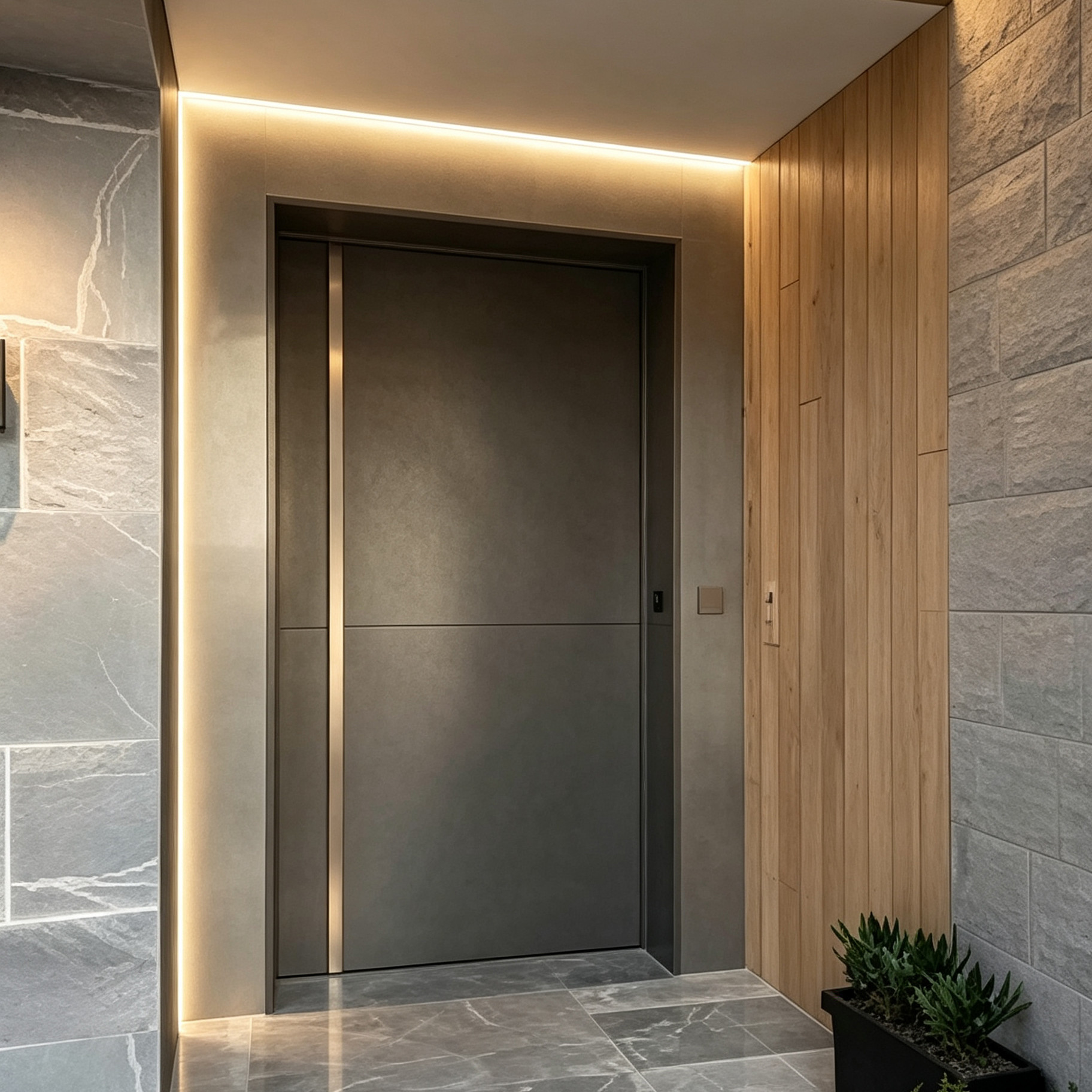 P-124 Polar Black Aluminum Pivot Door