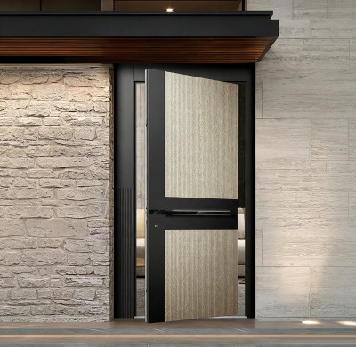 Z-011 Grey Wood Grain Heat Transfer Unequal Double Door