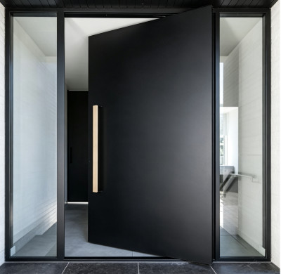 P-064 Polar Black Aluminum Glass Door