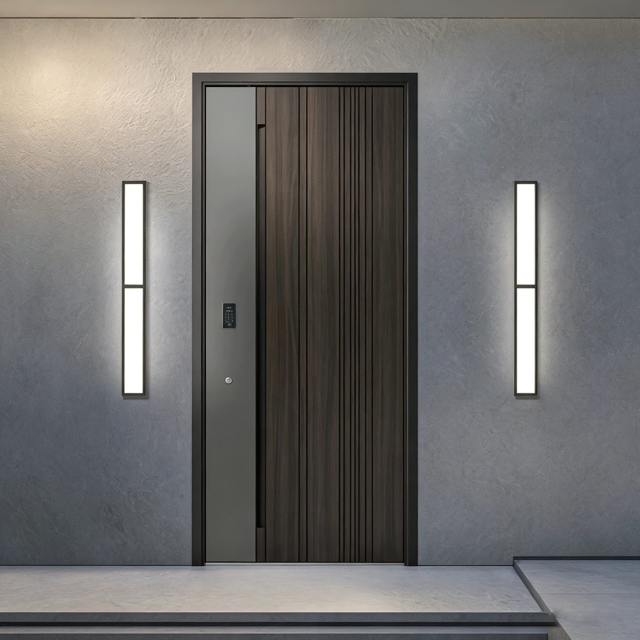 D-002 Grey Wood Grain Aluminum Single Door