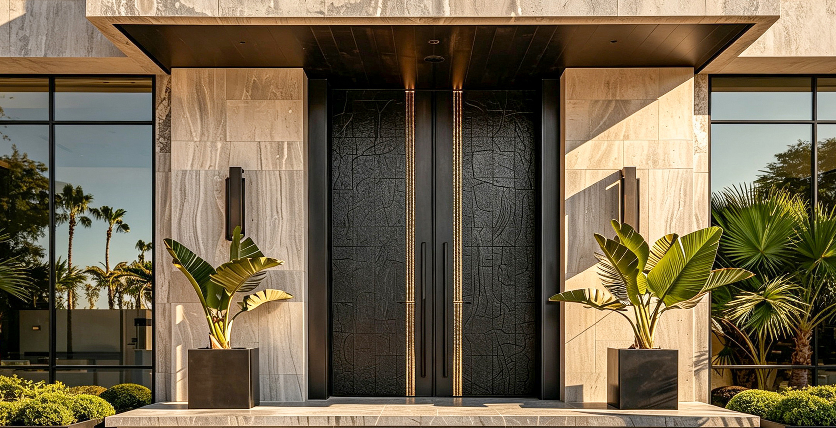 Aluminum double hinged entry door