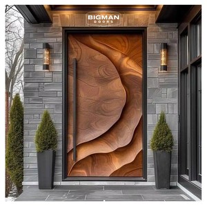 American Luxury Villa Solid Wood Black Walnut Front Entry Carved Exterior Modern Door Entrance Main Door for Houses