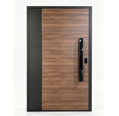 D-003 Grey Wood Grain Aluminum Single Door