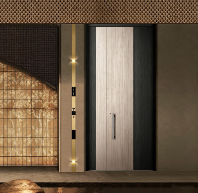 Z-016 Grey Wood Grain Heat Transfer Unequal Double Door