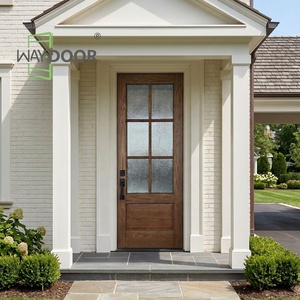 Customized Soundproof Front Solid Wood Door with Glass Panels