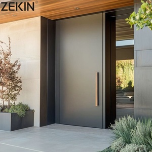 Outdoor Back Painted Glass Anti-theft Exterior Security Aluminum Cast Pivot Door