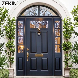ZEKIN Customized Modern Style Aluminum Entrance Door Exterior Entry Front Solid Pivot Door For Villa Front Entry Door Smart Lock
