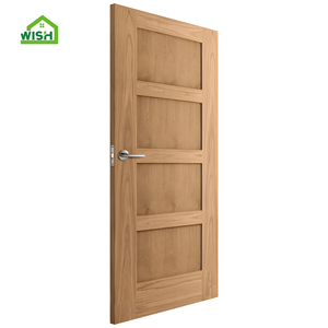 Modern Design Panel Oak Veneer Primed Interior Solid Core French Style Manual Doors