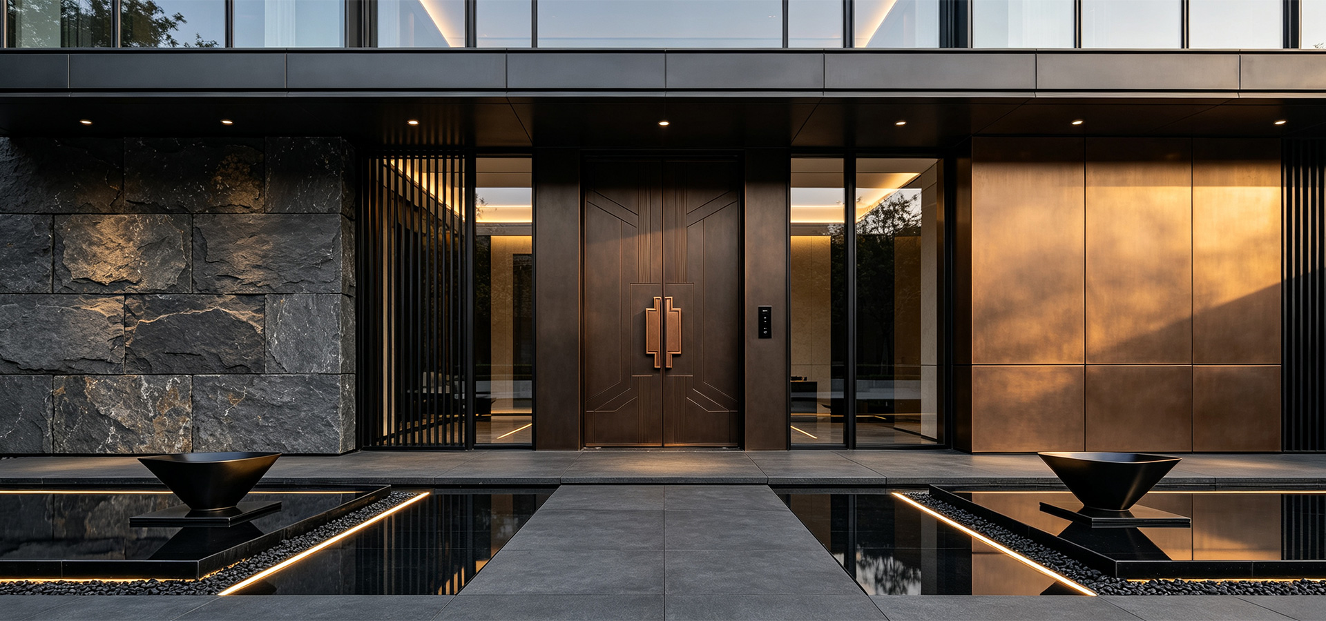 Classic vintage style aluminum entry door