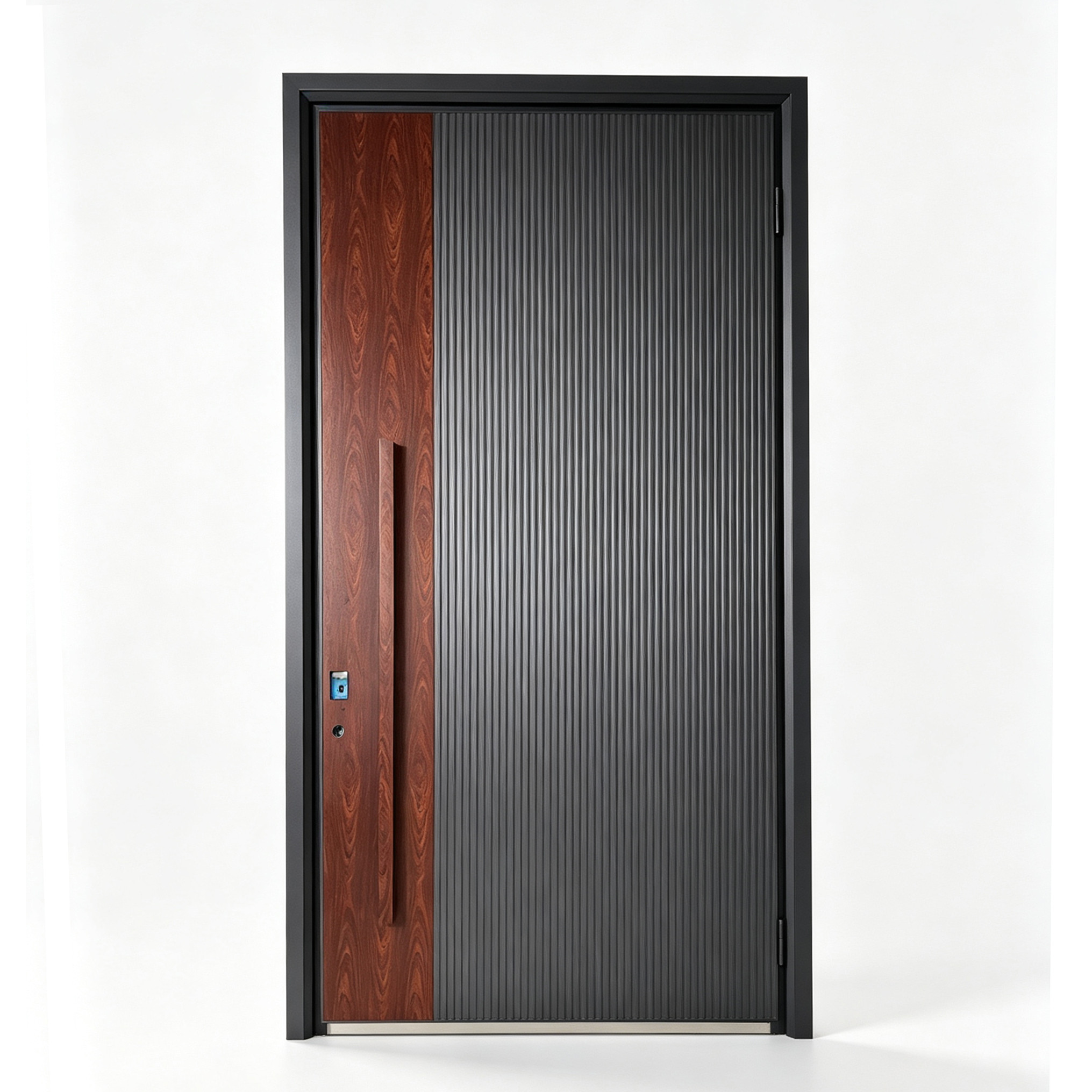 D-004 Grey Wood Grain Aluminum Single Door