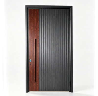 D-004 Grey Wood Grain Aluminum Single Door