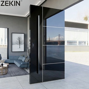 ZEKIN Foshan Modern Design Aluminum Front Entry Doors Company Luxury Security Pivot Door with Smart Locks for Home
