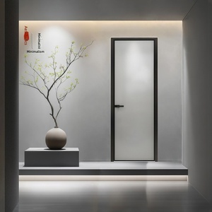 Central Axis Pivot Door Slim Tempered Glass Rotational Entry Door Modern Design Custom Size