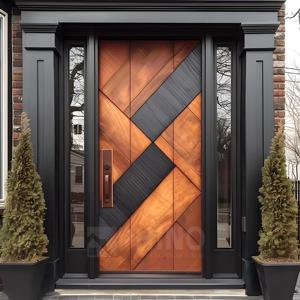Waterproof Aluminum Solid Wood-Grain Hybrid Pivot Door