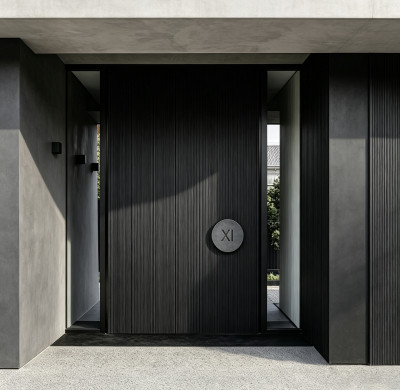 P-035 Polar Black Wood Grain Glass Door