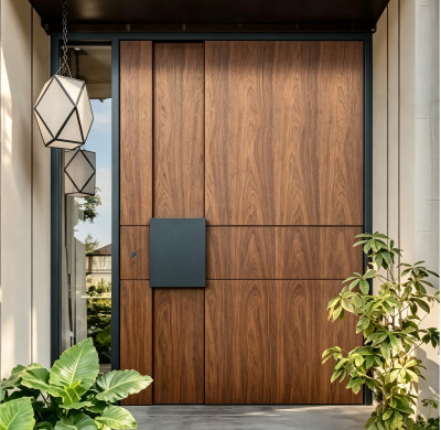 P-074 Polar Black Wood Grain Glass Door
