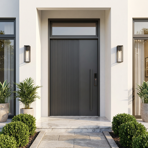 Modern Large Wrought Iron Pivot Door Entry Custom Design Exterior Front Security