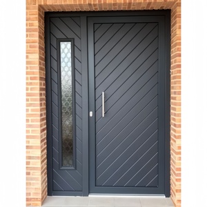 Customized Size Black Aluminum Frame Modern Design Solid Core Exterior Pivot Entry Door For Villa Front Doors Security Gate