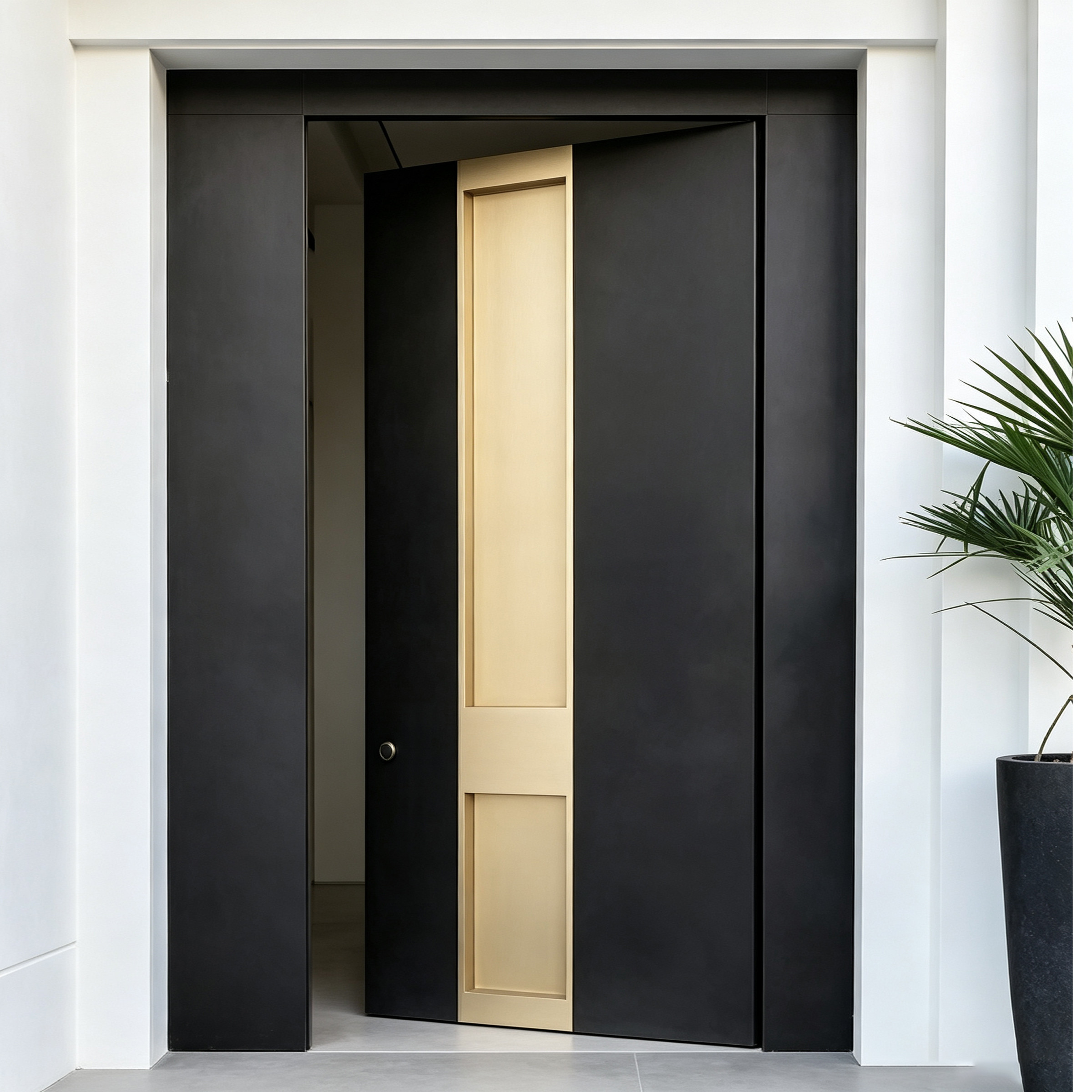 P-118 Black And Gold Aluminum Pivot Door
