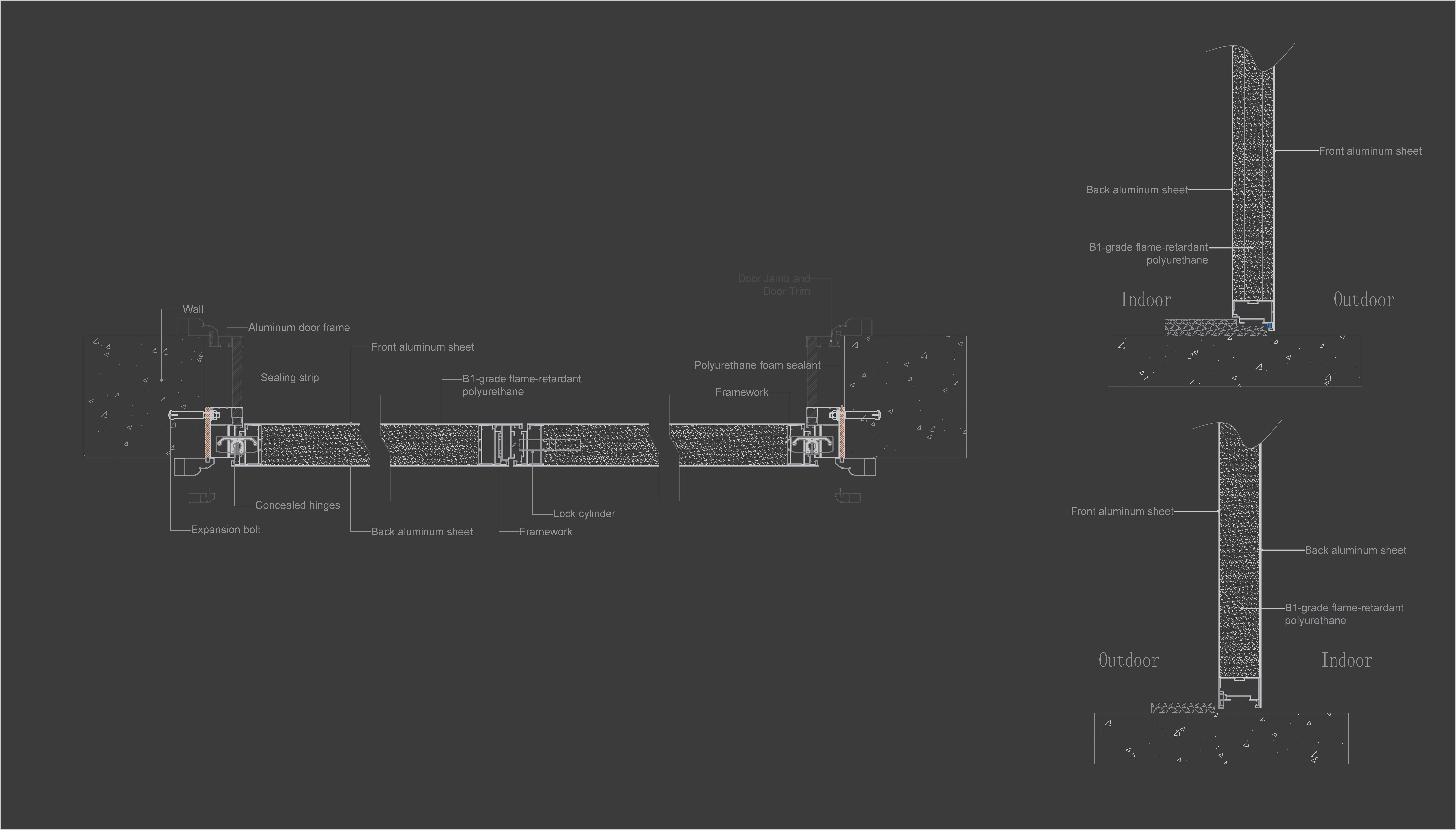 T85 aluminum entry door profile cross section