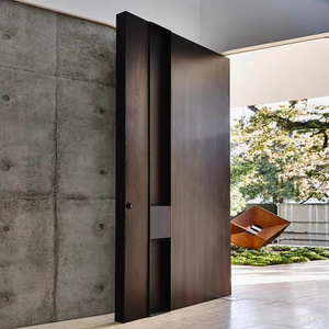 High Security Exterior Main Entrance Wooden & Aluminum Pivot Front Entry Door
