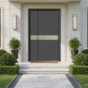 Luxury Cast Aluminum Front Entry Door High Security Anti-Theft Fire Prevention Pivot Design Premium Alloy Frame Modern
