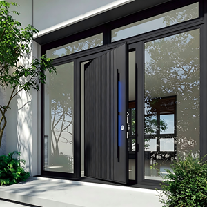 Aluminum Pivot Door Oversized Offset Exterior CNC Design Tempered Glass Smart Lock Waterproof Villa