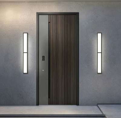 D-002 Grey Wood Grain Aluminum Single Door