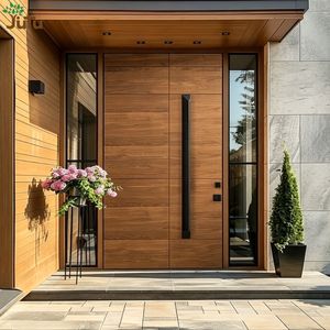 Mid Century Solid Mahogany Wood Exterior Front Pivot Door