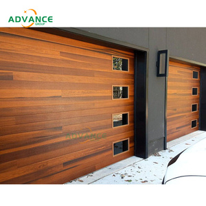 American 16x8 Black Security Garage Door Double Wooden Home Residential Garage Doors