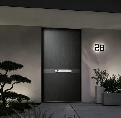 Z-027 Grey Aluminum Unequal Double Door