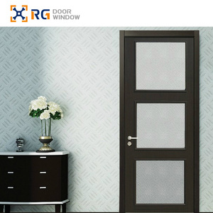 RG50 Soundproof Aluminum Casement Door Double Tempered Glass Slim Design For Home