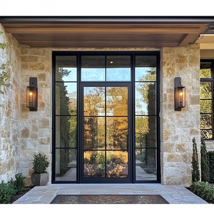 XIYATECH Modern Design Anti-theft French Front House China American Exterior Door Main Entrance Entry Metal Wrought Iron Doors